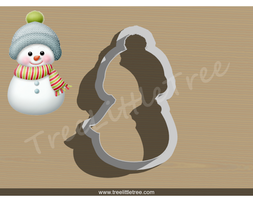 Snowman with Hat  Style 2 Cookie Cutter. Christmas Cookie Cutter