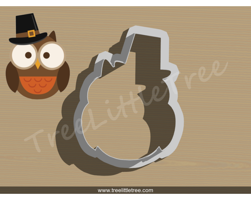 Pilgrim Owl Cookie Cutter. Fall Season Cookie Cutter. Thanksgiving Cookie Cutter