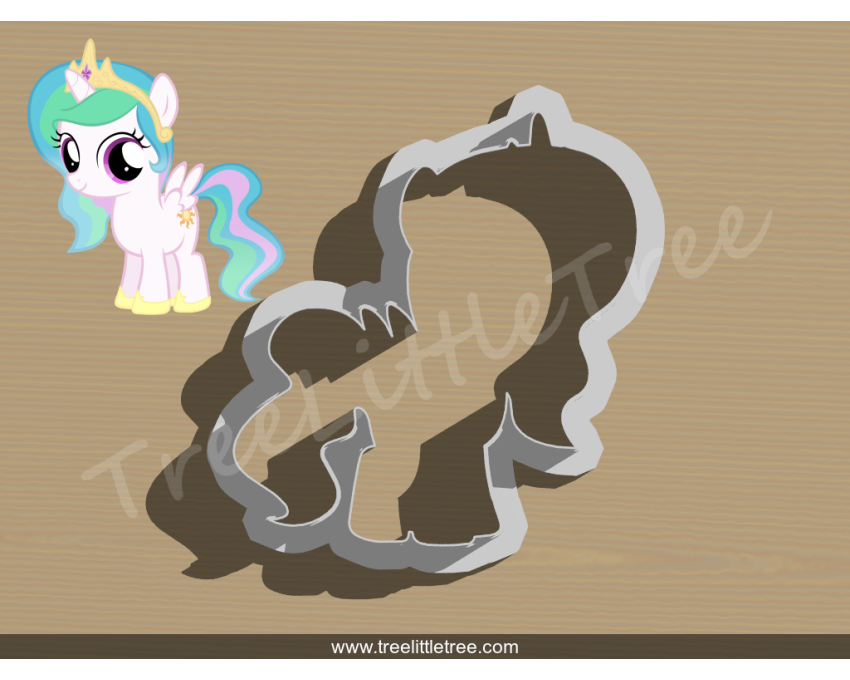 Princess Celestia Cookie Cutter. My Little Pony Cookie Cutter.  Cartoon Cookie Cutter