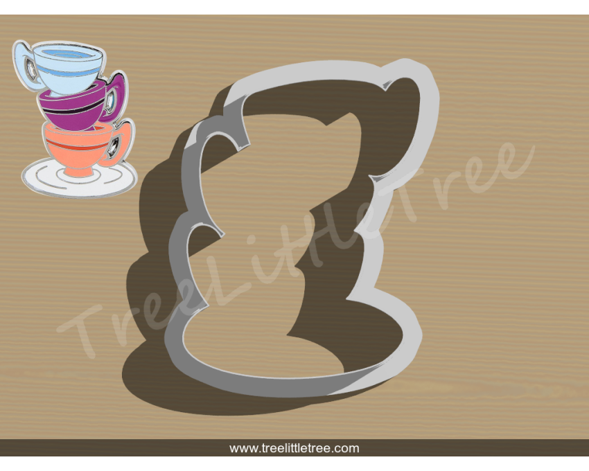 Stacked Teacup Cookie Cutter. Alice in Wonderland Cookie Cutter