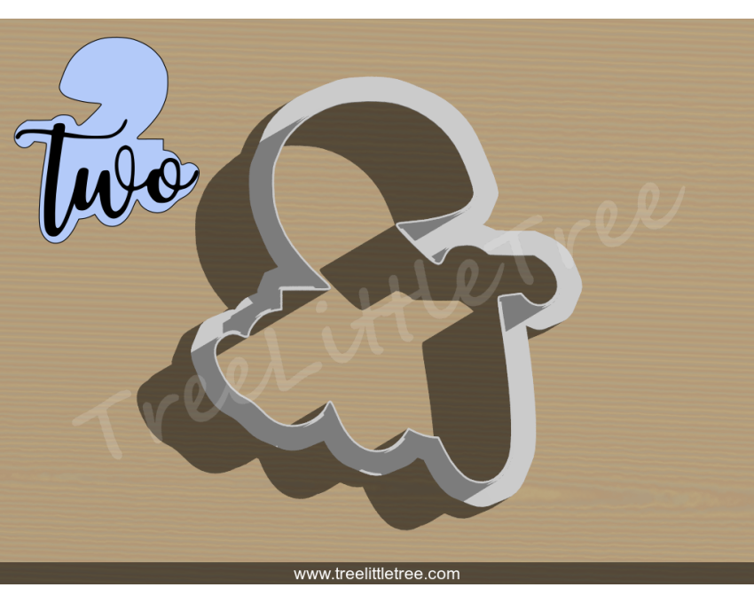 Lettered Number Two Cookie Cutter. Number Cookie Cutter