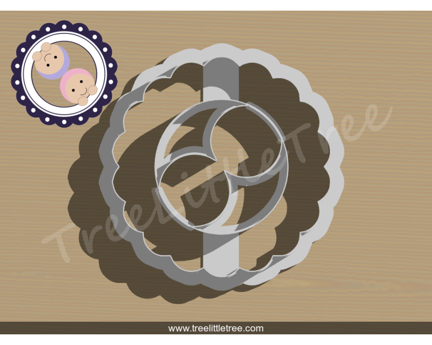 Twin Cookie Cutter. Baby Shower / Baptism Cookie Cutter