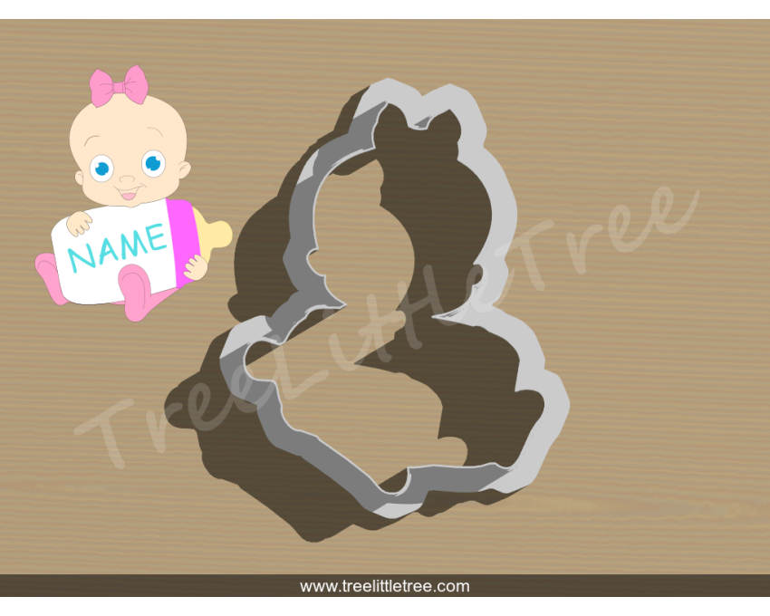 Baby with Milk Bottle Plaque Cookie Cutter. Baby Shower Cookie Cutter