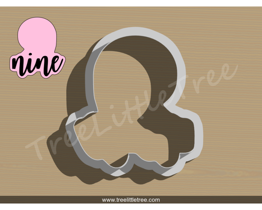 Lettered Number Nine Cookie Cutter. Number Cookie Cutter
