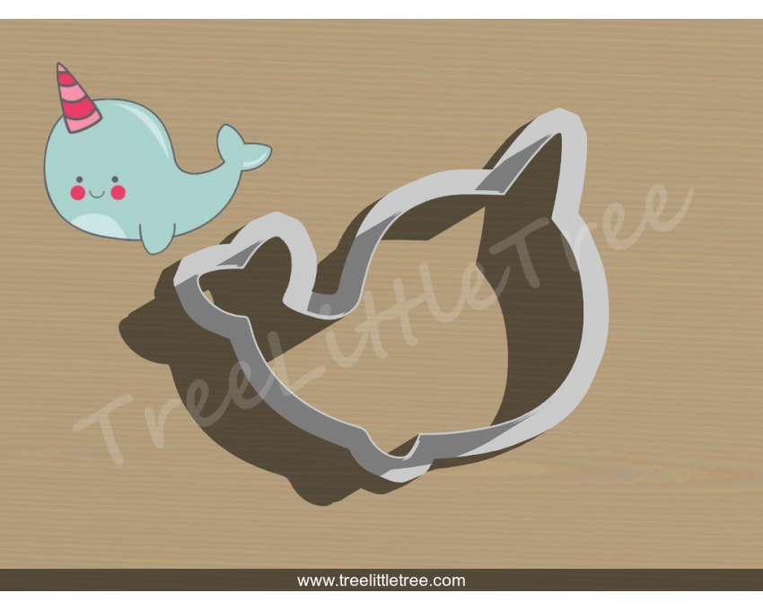 Narwhal Style 1 Cookie Cutter.  Animal Cookie Cutter