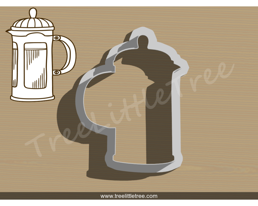 French Press Coffee Maker Cookie Cutter. Coffee Maker Cookie Cutter. Food Cookie Cutter. 