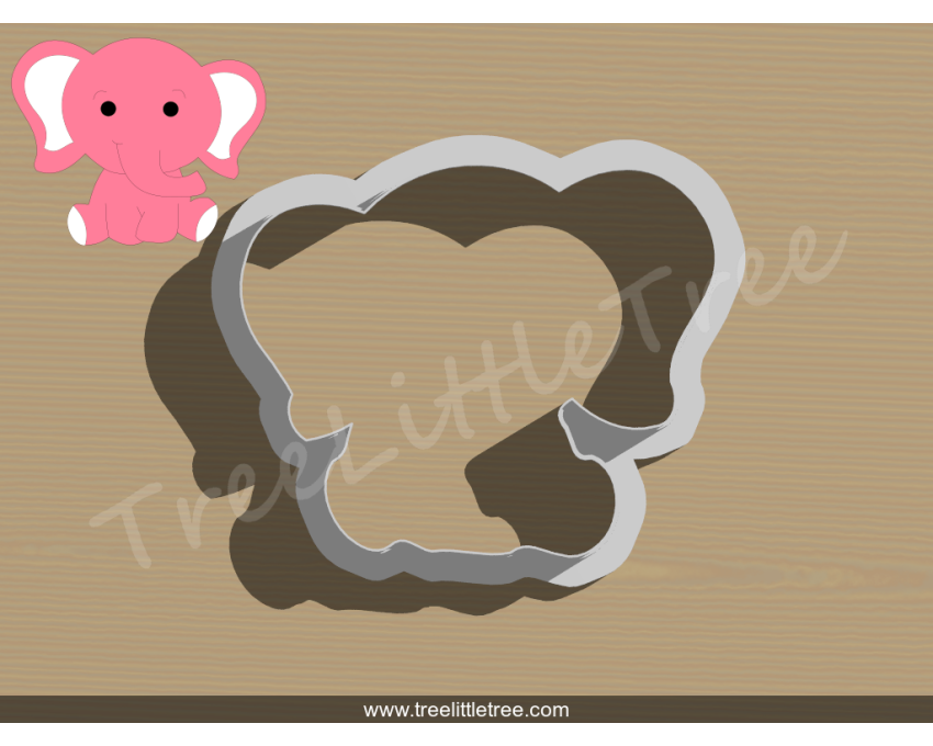 Sitting Elephant Cookie Cutter. Animal Cookie Cutter