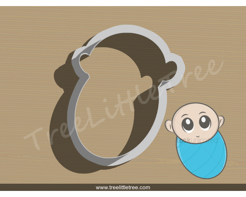 Baby Boy in Wrap Style1 Cookie Cutter. Baby Shower Cookie Cutter