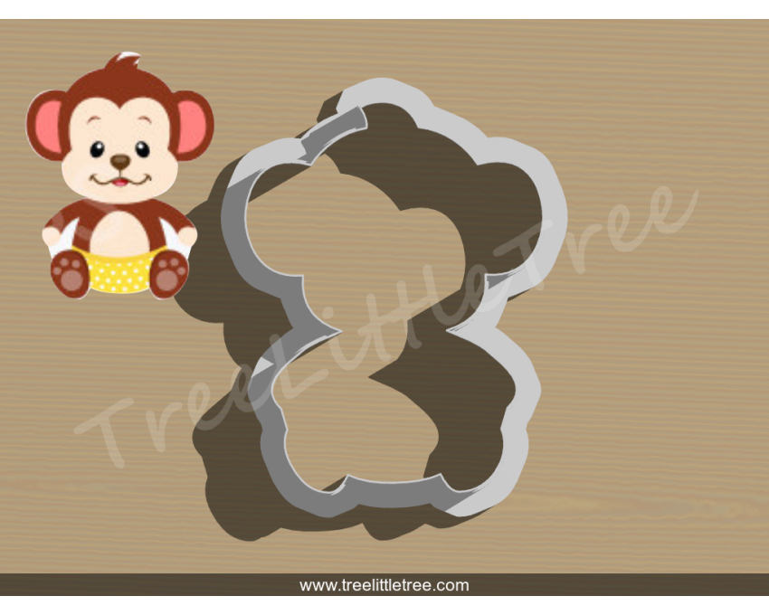 Baby Monkey Cookie Cutter. Baby Shower Cookie Cutter. Jungle Baby  Cookie Cutter