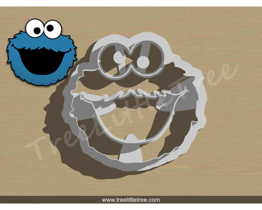 Cookie Monster Detailed Cookie Cutter. Cartoon Cookie Cutter. Sesame Street Cookie Cutter