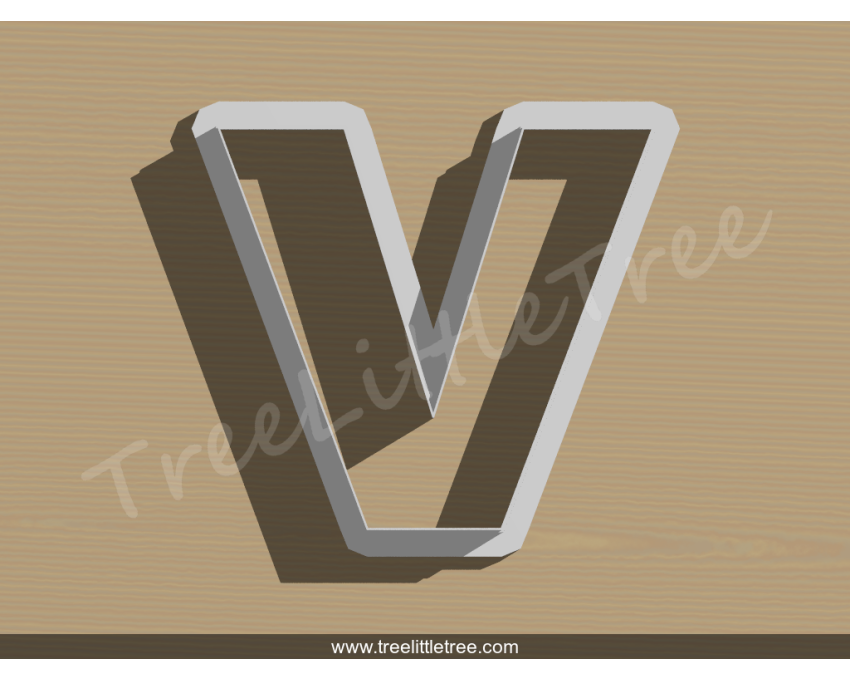 Letter V Cookie Cutter. Alphabet Cookie Cutter
