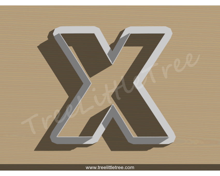 Letter X Cookie Cutter. Alphabet Cookie Cutter