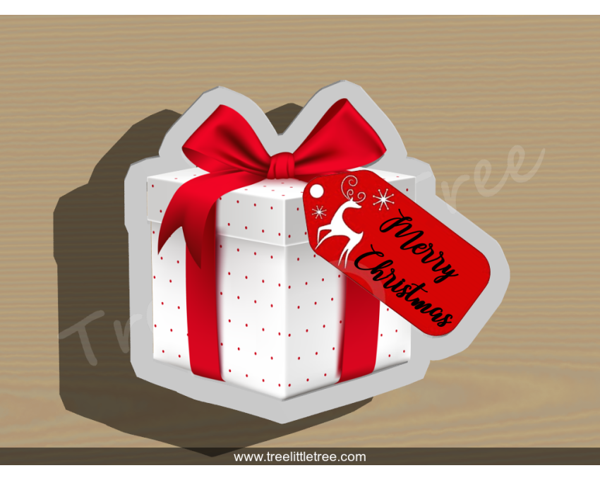 Gift Box with Tag Cookie Cutter. Christmas Cookie Cutter. Holiday Cookie Cutter