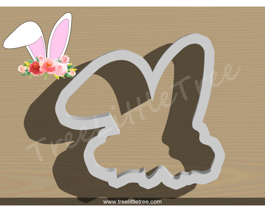 Floral Bunny Ear Cookie Cutter. Easter Cookie Cutter