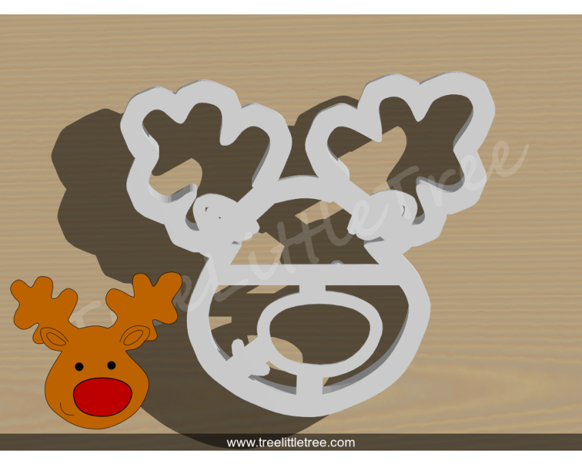 Cute Reindeer Head Cookie Cutter. Christmas Cookie Cutter. Animal Cookie Cutter