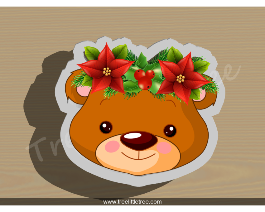 Beary Christmas Style 2 Cookie Cutter. Christmas Cookie Cutter.  Animal Cookie Cutter