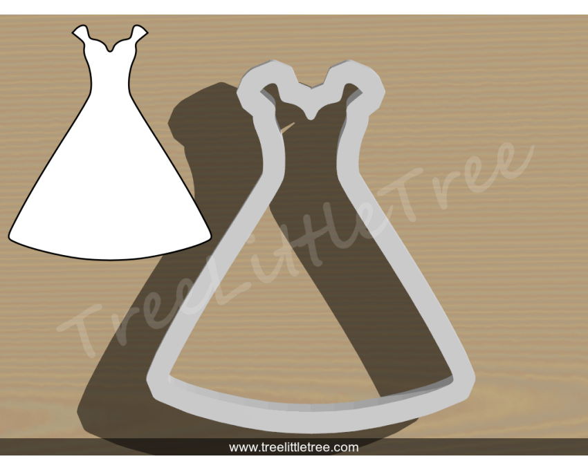 Wedding Dress Style 3 Cookie Cutter. Wedding Cookie Cutter