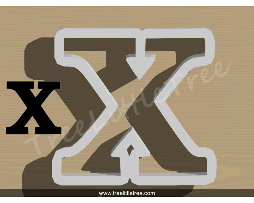 Greek Letter Chi Cookie Cutter. Alphabet Cookie Cutter