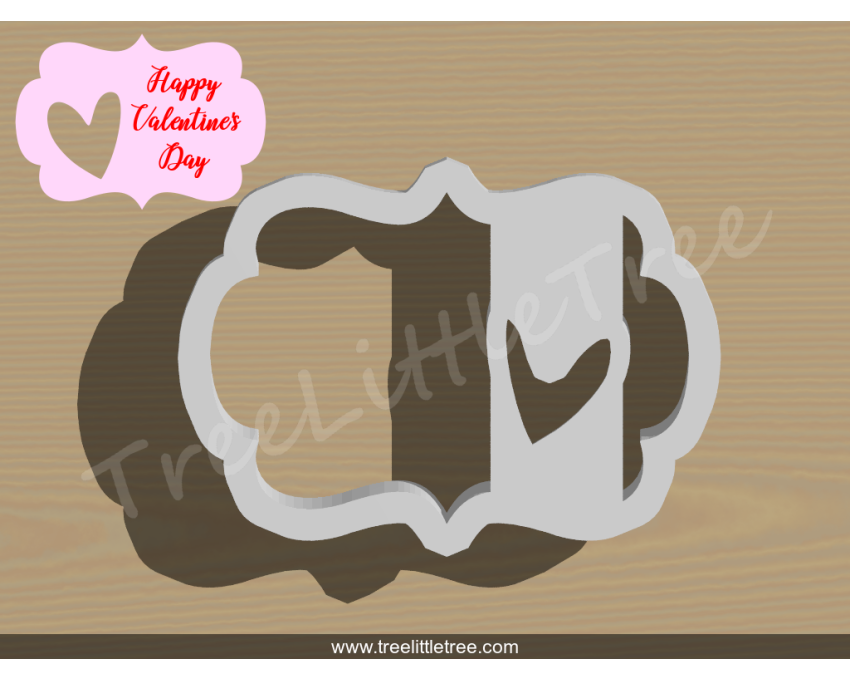 Plaque with Heart cut Cookie Cutter. Valentine's day Cookie Cutter