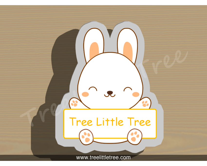 Happy Bunny Plaque Cookie Cutter. Easter Cookie Cutter. Animal Cookie Cutter