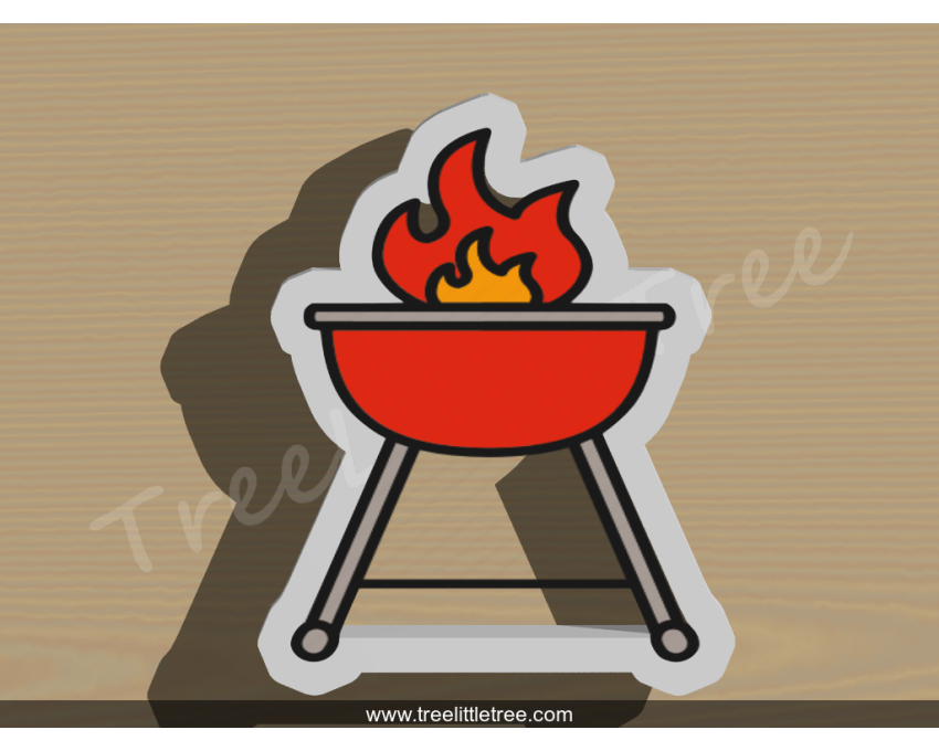BBQ Grill With Fire Cookie Cutter. Summer Season Cookie Cutter. BBQ Cookie Cutter