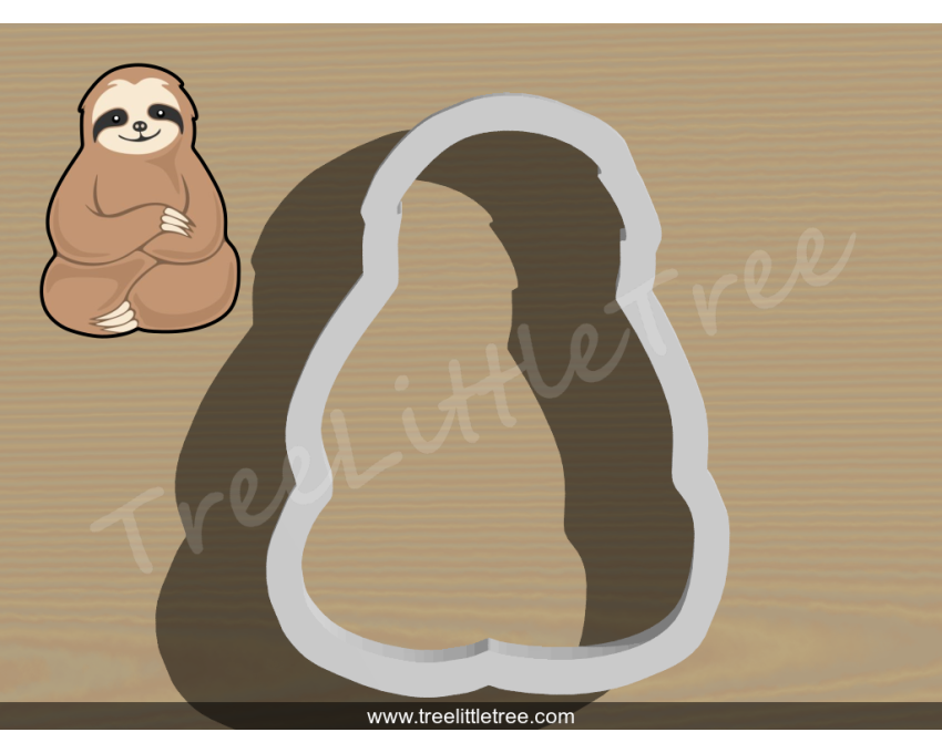 Sitting Sloth Cookie Cutter. Animal Cookie Cutter