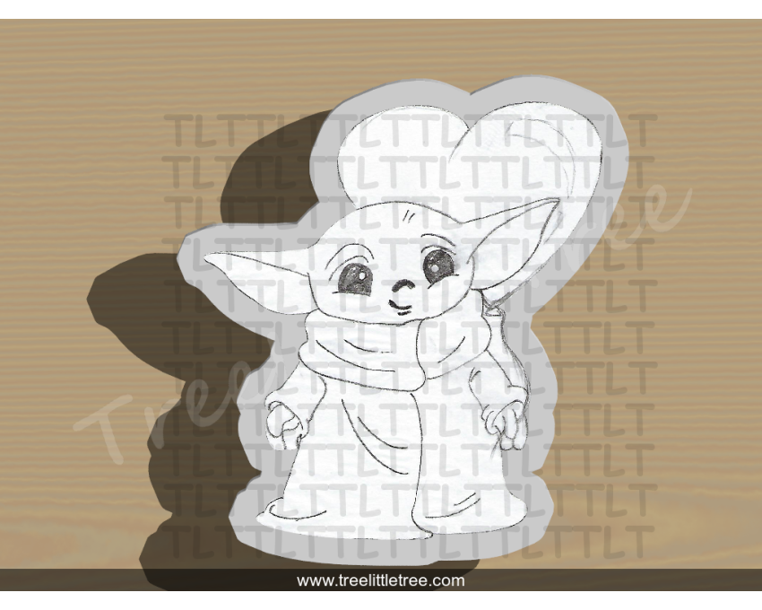 Baby Yoda WIth Heart Balloon Cookie Cutter. Star War Cookie Cutter. Valentine's Day Cookie Cutter