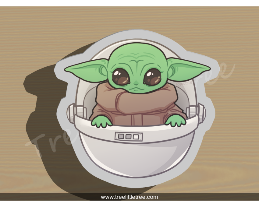 Baby Yoda In Spaceship Cookie Cutter. Star War Cookie Cutter. Valentine's Day Cookie Cutter