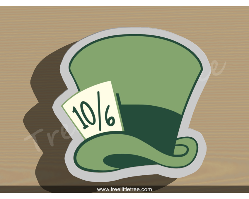 10/6 Hat Cookie Cutter. Alice in Wonderland Cookie Cutter