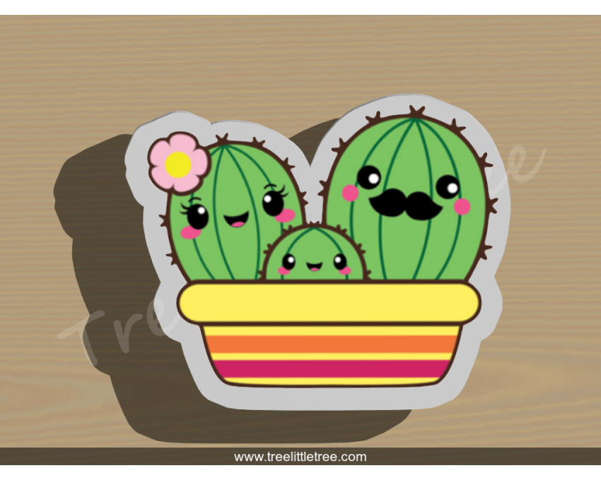 Cactus Family Cookie Cutter. Plant Cookie Cutter