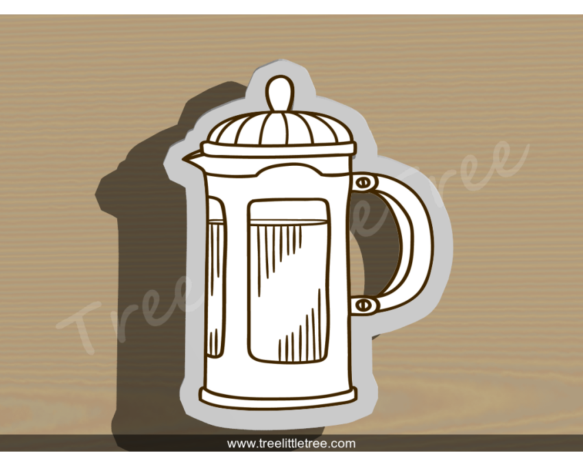 French Press Coffee Maker Cookie Cutter. Coffee Maker Cookie Cutter. Food Cookie Cutter. 