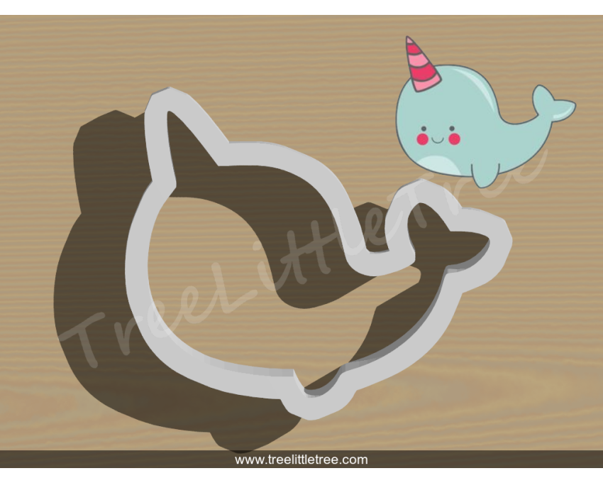 Narwhal Style 1 Cookie Cutter.  Animal Cookie Cutter