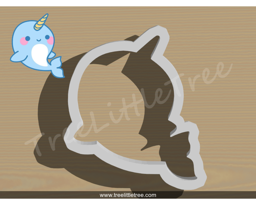 Narwhal Style 2 Cookie Cutter.  Animal Cookie Cutter