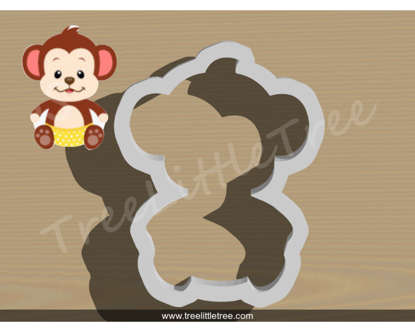 Baby Monkey Cookie Cutter. Baby Shower Cookie Cutter. Jungle Baby  Cookie Cutter