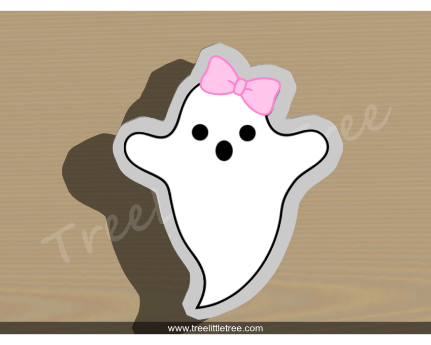 Boo with Bow Cookie Cutter. Halloween Cookie Cutter.