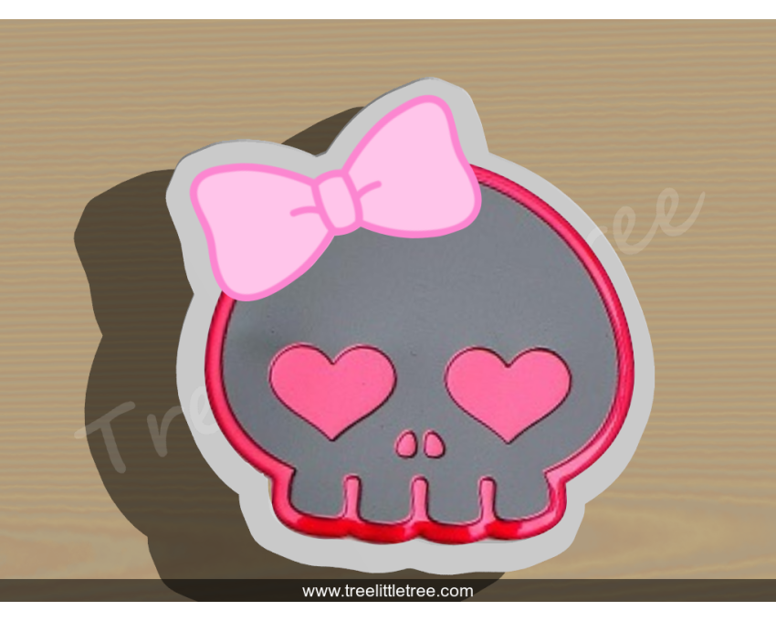 Skull with Bow Cookie Cutter. Halloween Cookie Cutter.