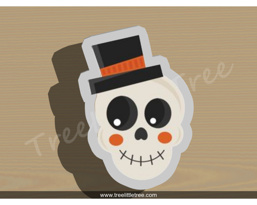 Skull with Hat Cookie Cutter. Halloween Cookie Cutter. 