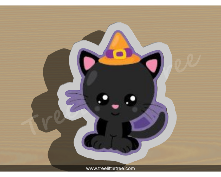 Witch Cat Cookie Cutter. Halloween Cookie Cutter.