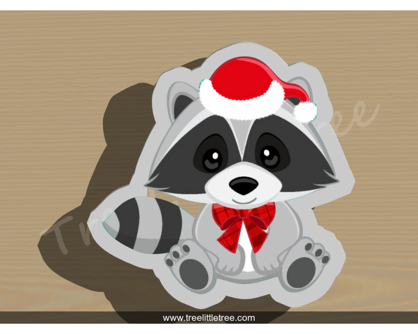 Christmas Raccoon Cookie Cutter. Christmas Cookie Cutter.  Animal Cookie Cutter