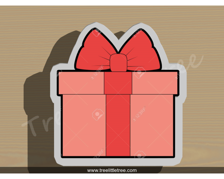 Gift Box Style 2 Cookie Cutter. Christmas Cookie Cutter. Holiday Cookie Cutter