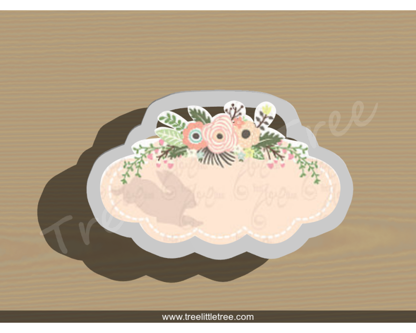 Floral Plaque Cookie Cutter. Unique Cookie Cutter. 