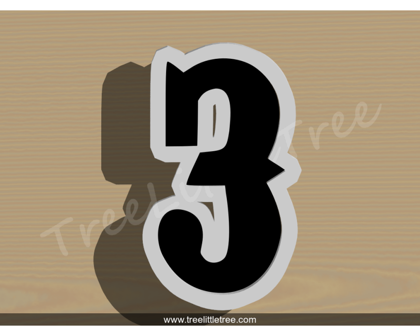 Carnival Number Three Cookie Cutter. Number Cookie Cutter