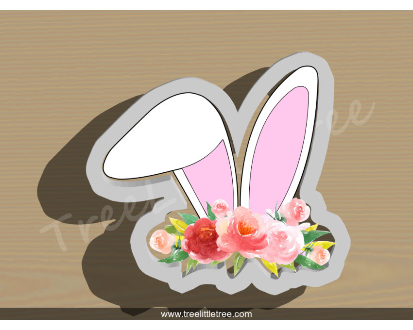 Floral Bunny Ear Cookie Cutter. Easter Cookie Cutter