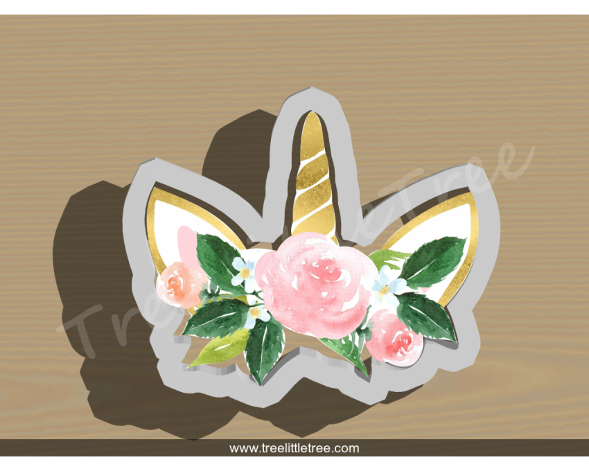 Floral Unicorn Style 1 Cookie Cutter. Unicorn Cookie Cutter
