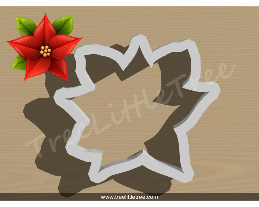 Christmas Poinsettia Style 3 Cookie Cutter. Christmas Cookie Cutter. 