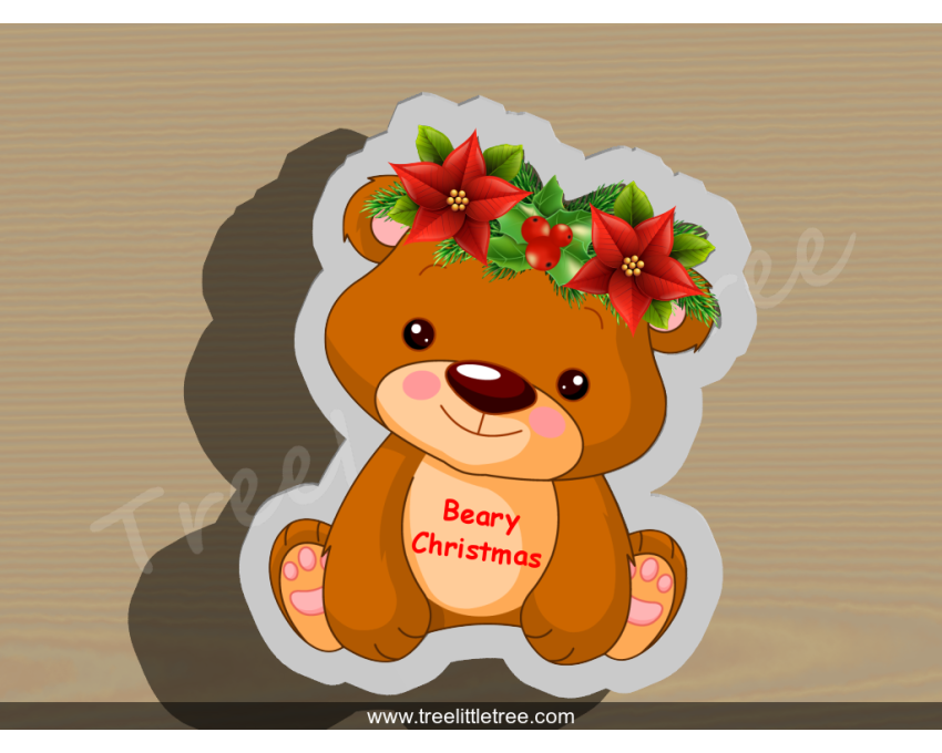 Beary Christmas Style 1 Cookie Cutter. Christmas Cookie Cutter.  Animal Cookie Cutter