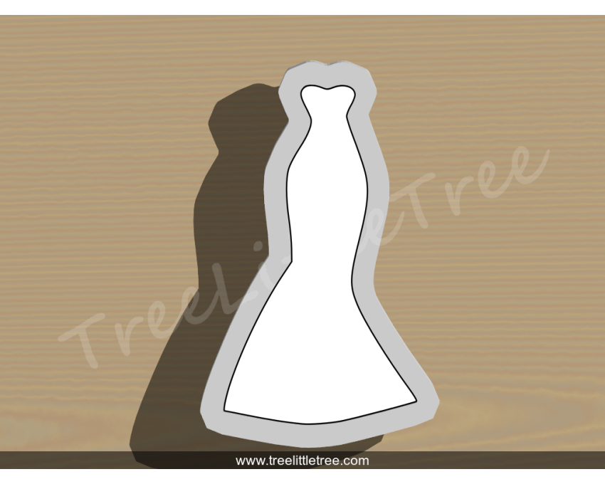 Wedding Dress Style 2 Cookie Cutter. Wedding Cookie Cutter