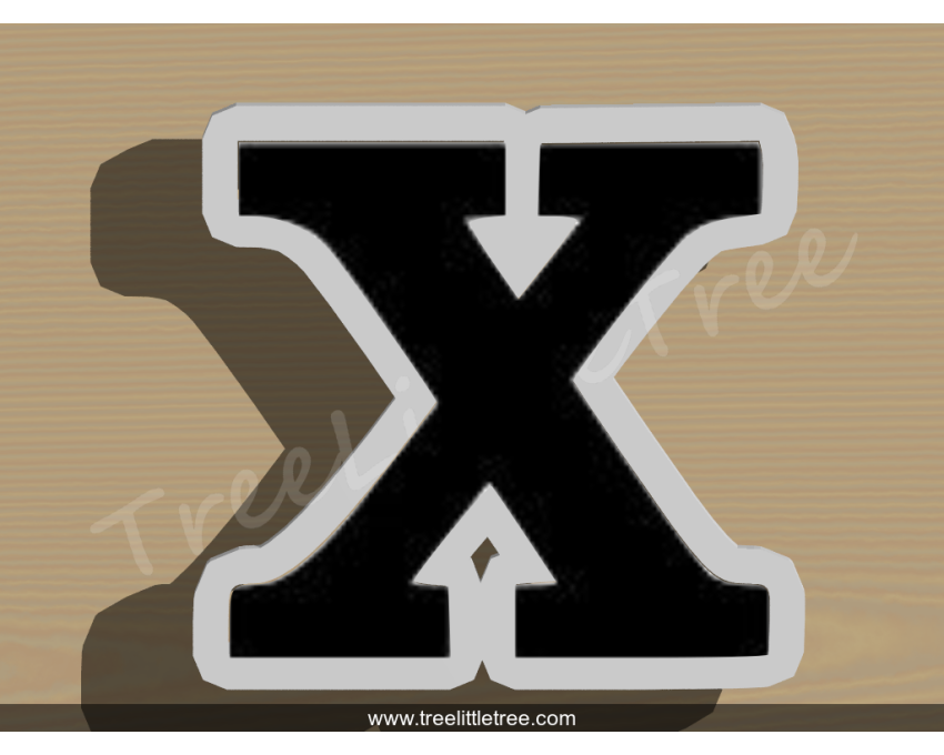 Greek Letter Chi Cookie Cutter. Alphabet Cookie Cutter