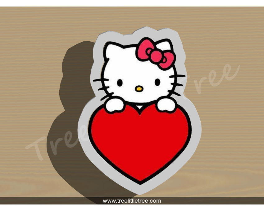 Hello Kitty with Heart Plaque Cookie Cutter. Valentine's day Cookie Cutter. Hello Kitty Cookie Cutter