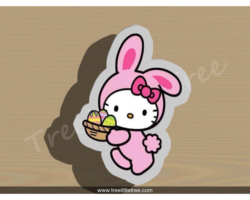 Hello Kitty in Bunny Costume Cookie Cutter. Easter Cookie Cutter. Hello Kitty Cookie Cutter